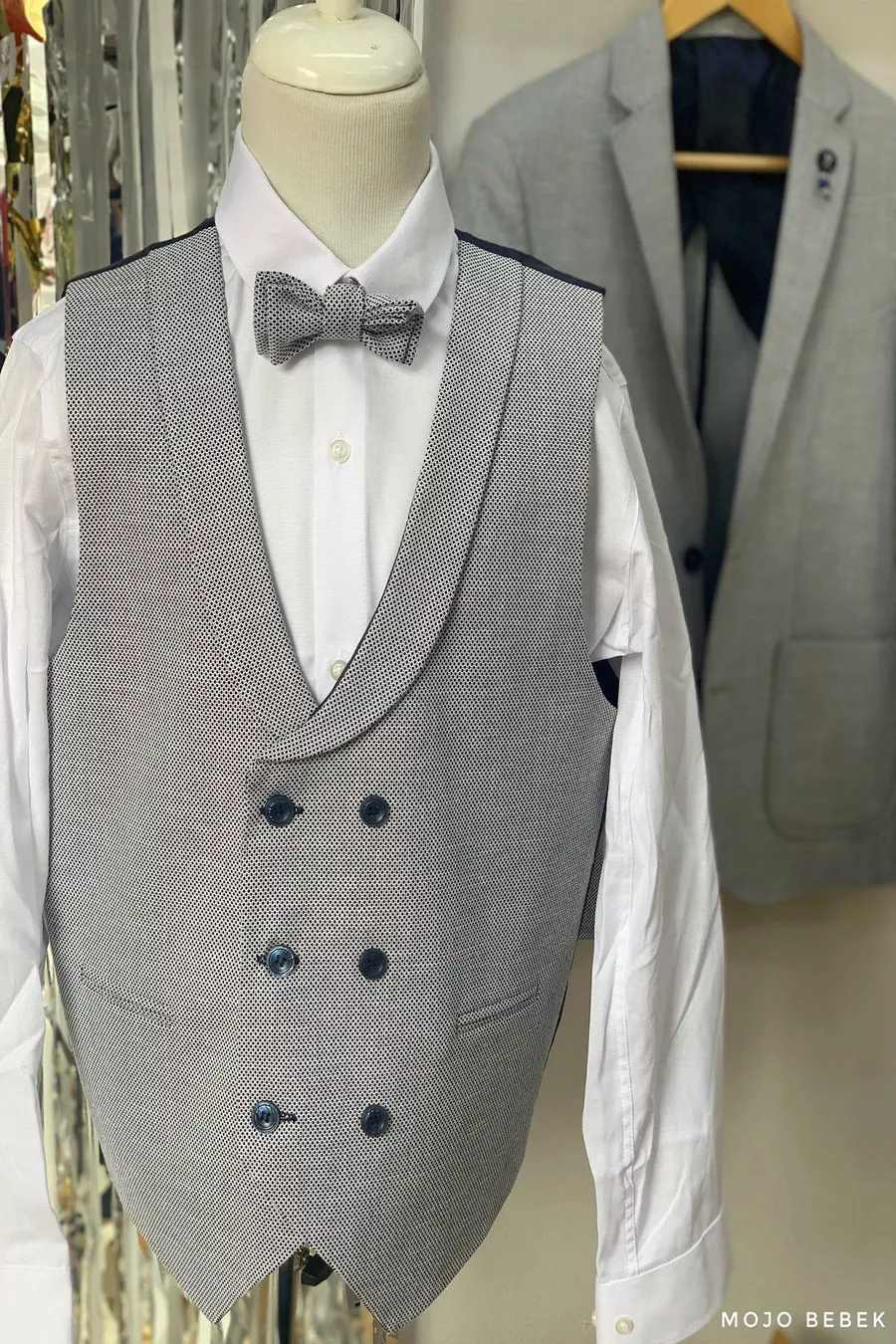 Ensemble de Costume Garçon avec Gilet et Veste  Bleu Marine