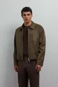 Veste pour homme en suédine synthétique kaki avec fermeture éclair