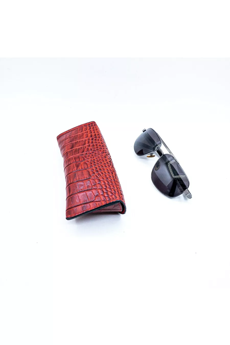 Étui à lunettes en cuir de crocodile pour hommes et femmes