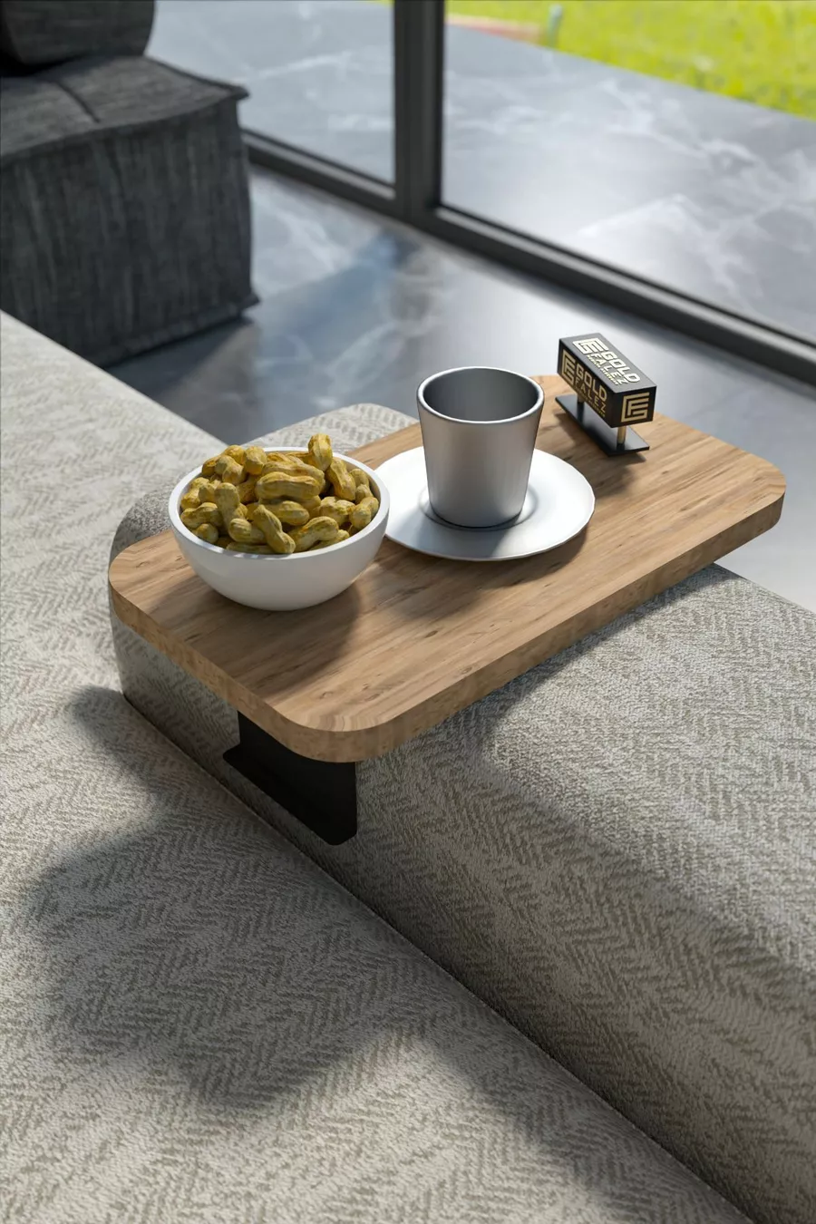 Table d'appoint Plateau réglable Rectangulaire Décoratif Moderne Horizontal Vertical Table de canapé Noyer