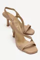 Sandales pour femme en cuir véritable, talon moyen fin, couleur beige