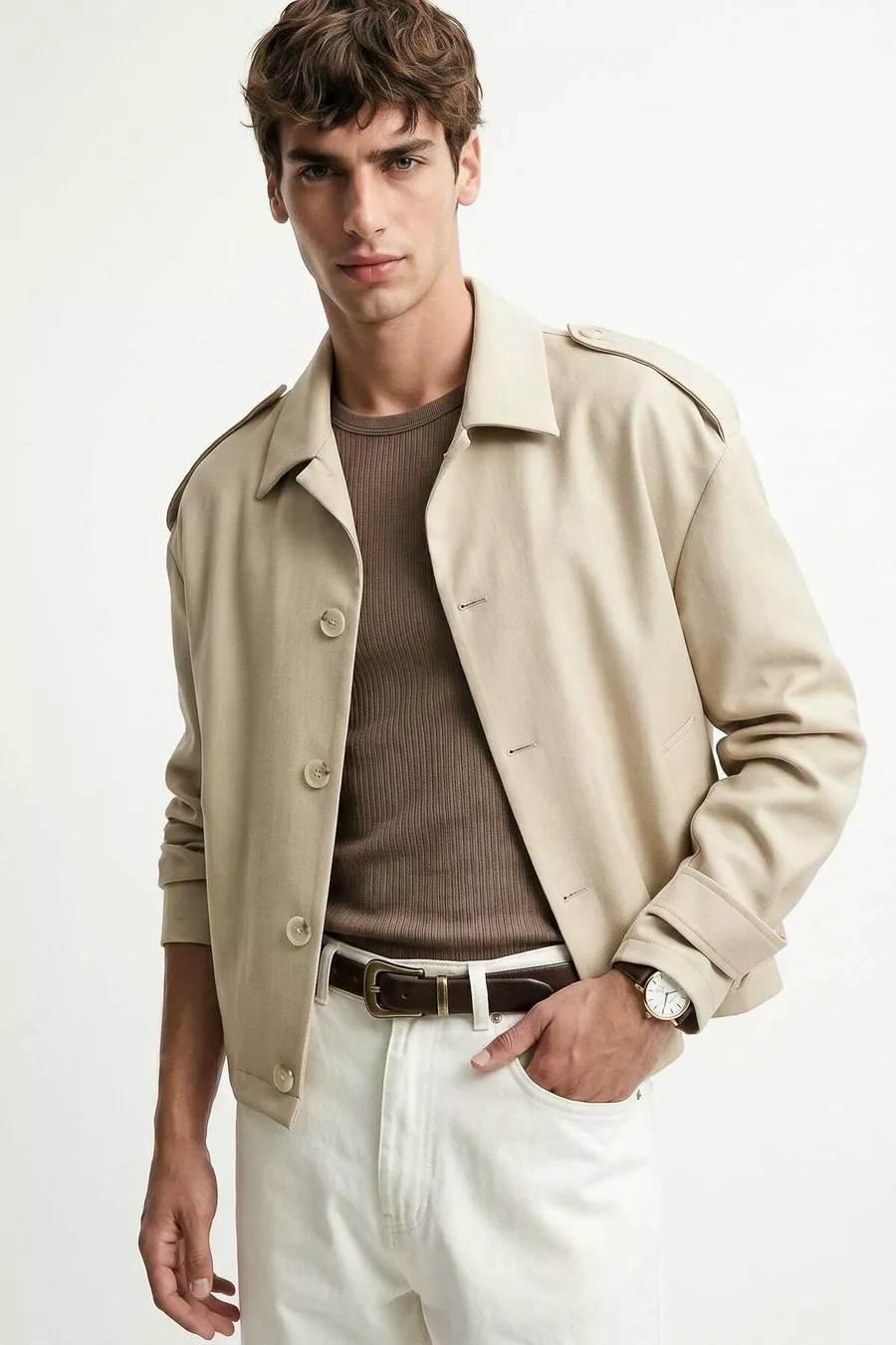 Veste pour homme beige Boxy Fit