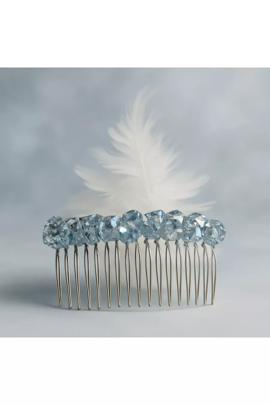 Pince à Cheveux en Cristal Bleu Glacé - Accessoire de Mariée