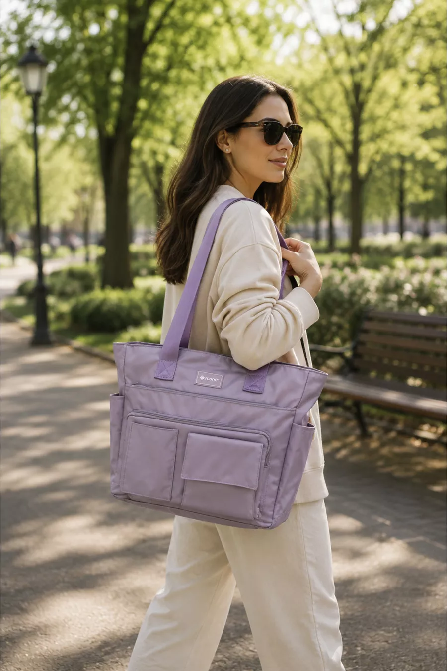 Sac Quotidien Hydrofuge - Compartiment pour Ordinateur Portable, Détails Matelassés, Multi-Poches, Poche pour Biberon, Accessoire de Valise, Sac Maman Violet, Sac de Soins pour Bébé Violet, Sac de Maman