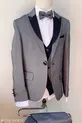 Ensemble de costume classique pour garçon Mojo avec détail de col  Gris-Bleu marine