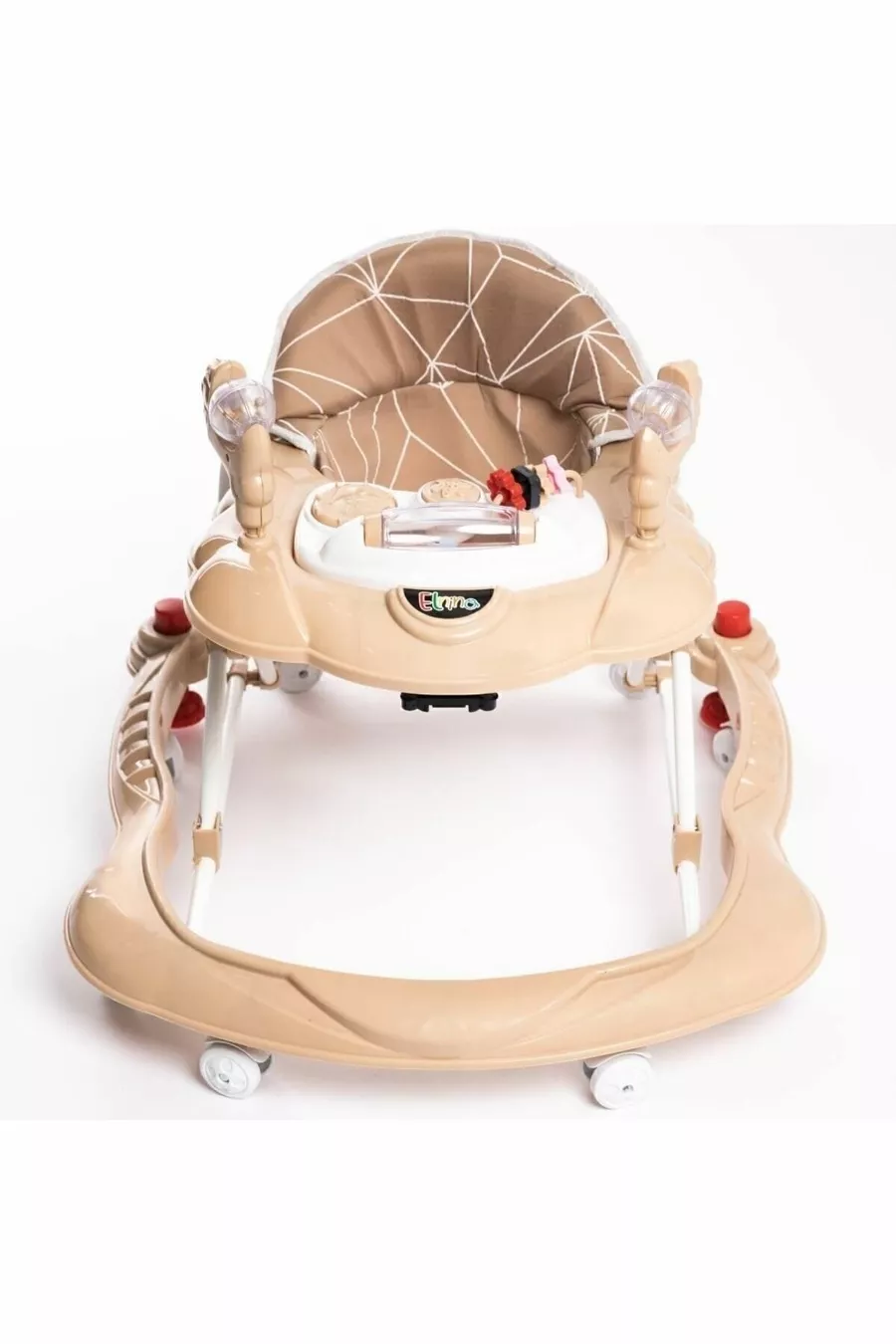 Trotteur pour bébé Spider marron de luxe avec jouets, musique et lumière à 3 niveaux avec siège