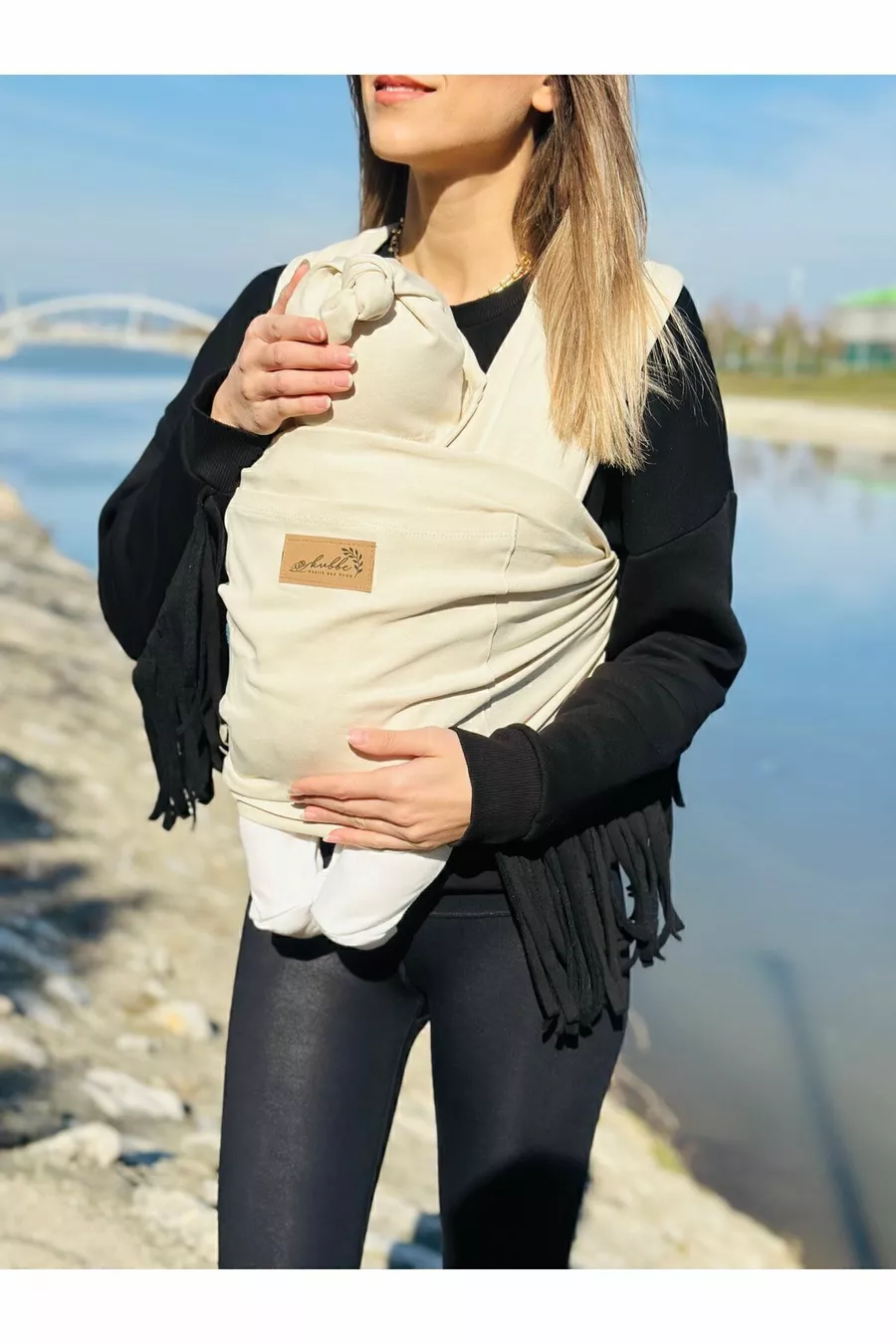 Écharpe de portage pour bébé avec poche sur le devant, écharpe porte-bébé