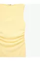 Robe longue sans manches à col rond avec détails froncés en tissu velours côtelé slim fit