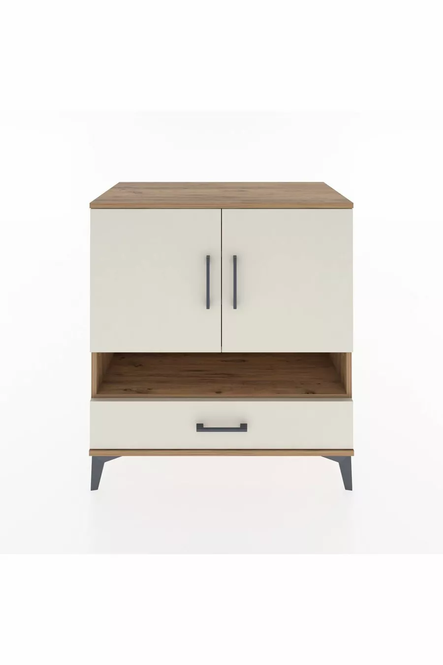Commode Hyperion 4 étagères, 1 tiroir, 2 portes, pin-jaspe