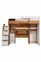 Lits superposés, Litera Ranza Armoire Bureau, Noyer foncé-Blanc