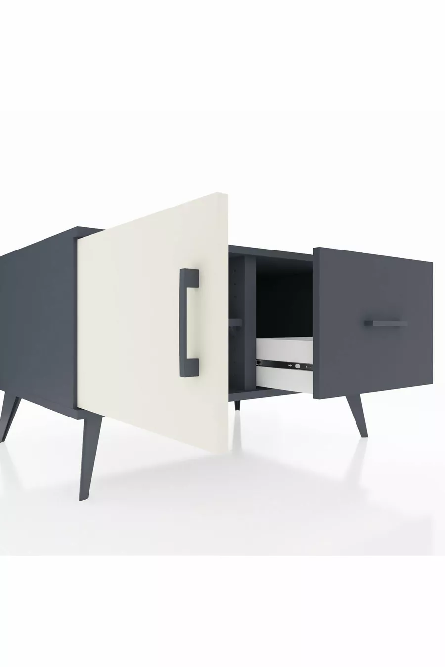 Commode Kronos avec une étagère, un tiroir et une porte, Anthracite-Pierre de lune/Anthracite