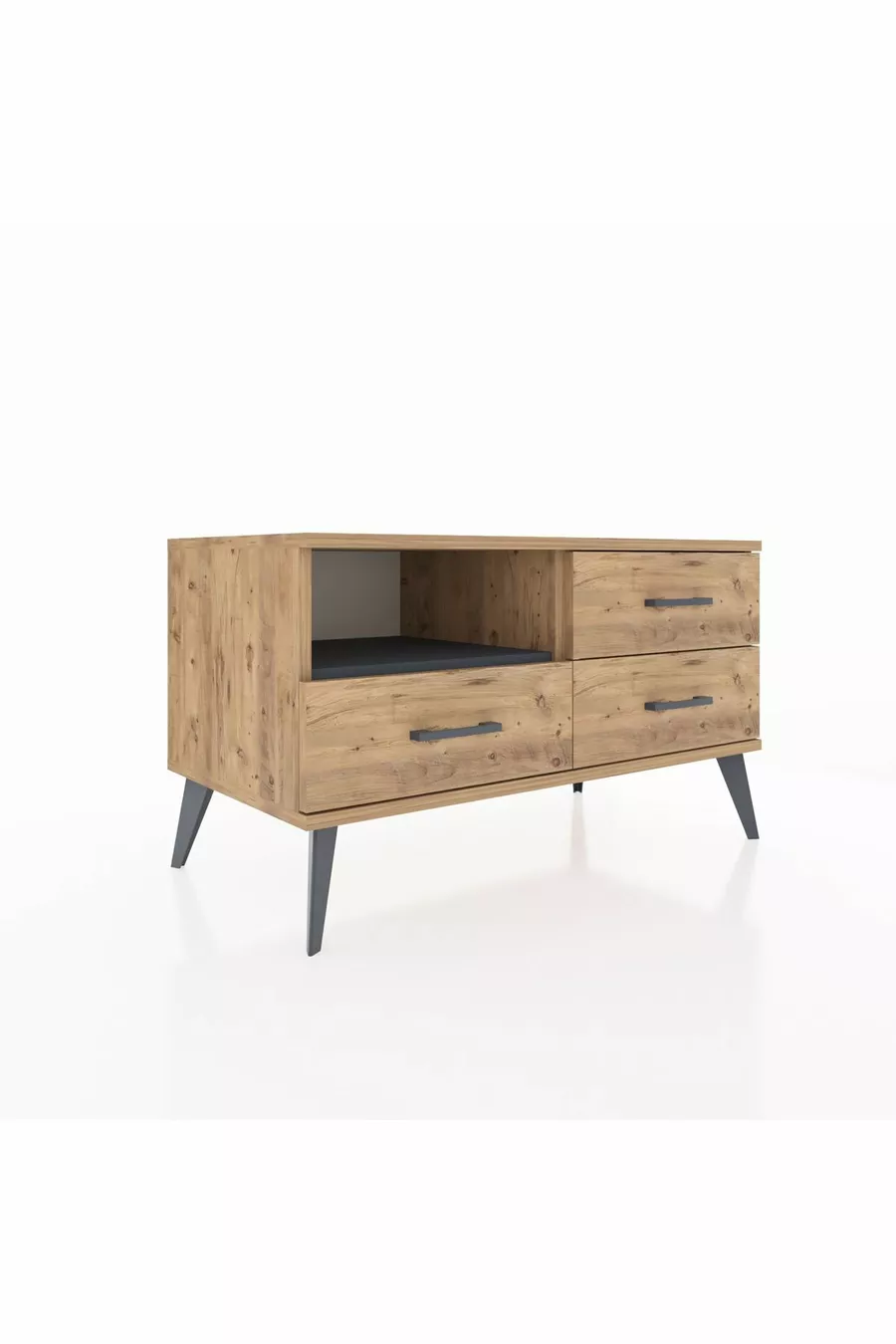 Commode Hyperion à une étagère et trois tiroirs Pin-Anthracite/Pin