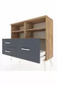 Commode Arges 4 étagères 3 tiroirs Pin-Pin/Anthracite