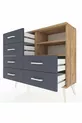 Commode Arges 2 étagères 6 tiroirs Pin-Pin/Anthracite