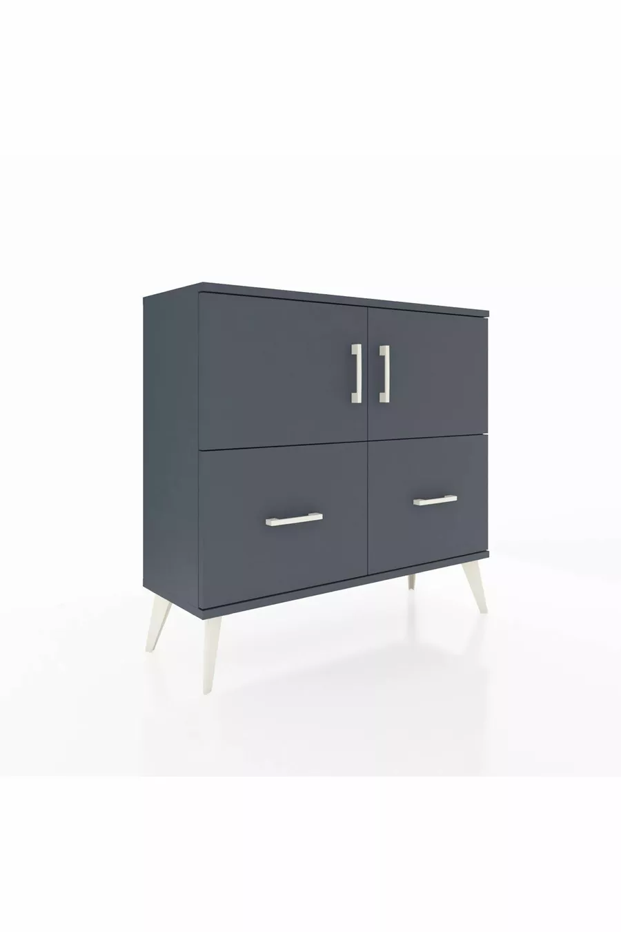 Commode Arges avec 2 étagères, 2 tiroirs et 2 portes, Anthracite-Anthracite
