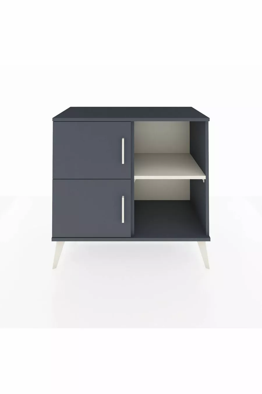 Commode Hyperion 2 étagères 2 portes Anthracite-Anthracite/Gris pierre