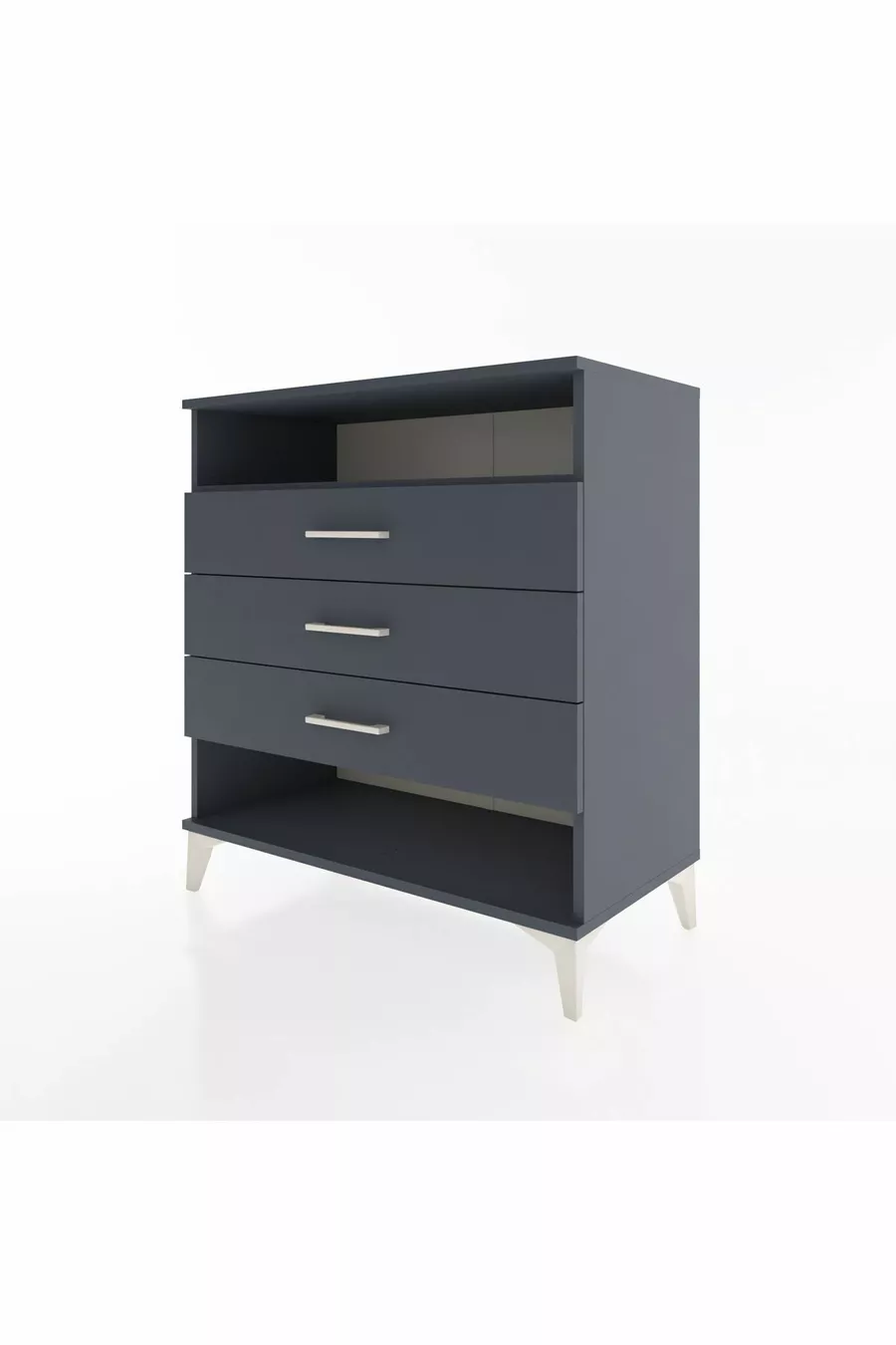 Commode Hyperion à une étagère et trois tiroirs Anthracite-Anthracite