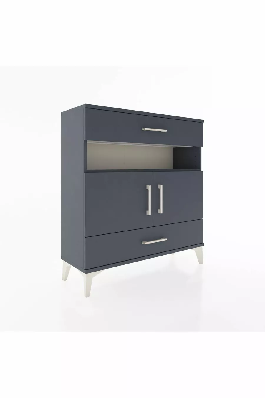 Commode Arges 3 étagères 2 tiroirs 2 portes Anthracite-Anthracite