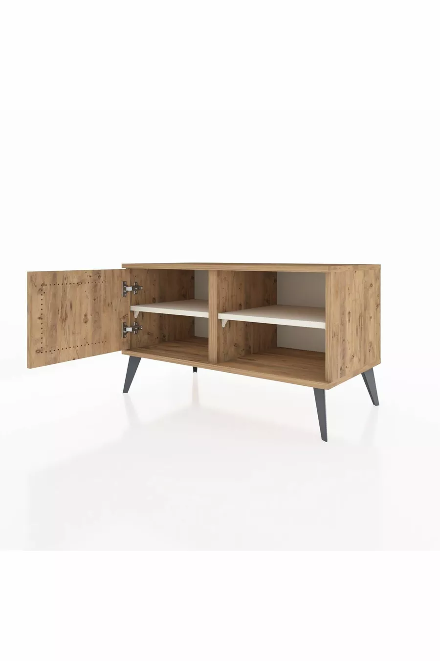 Commode Hyperion à 2 étagères avec une porte en pin-pin / pierre de lune