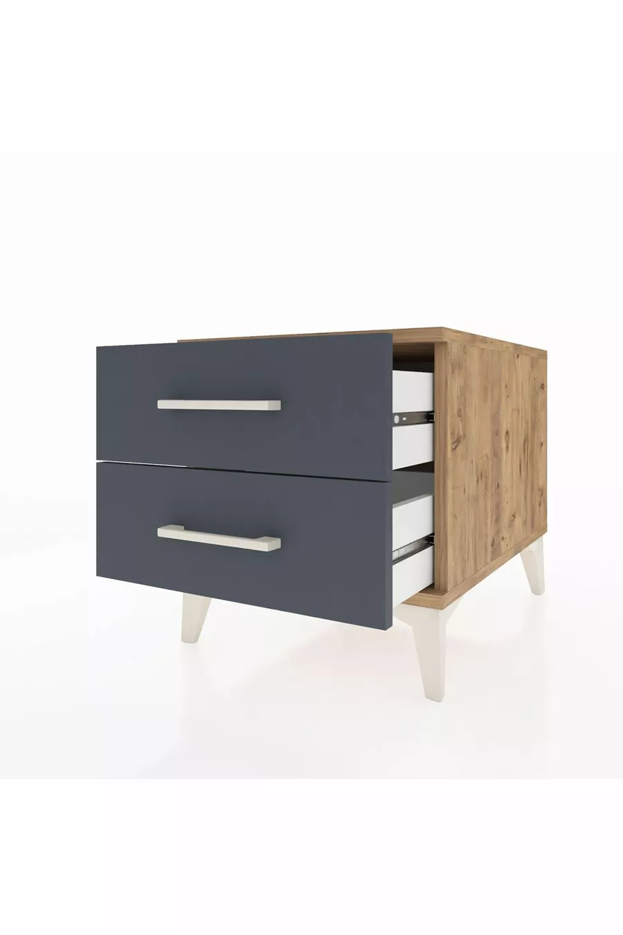 Chevet Kronos 2 tiroirs Pin-Anthracite