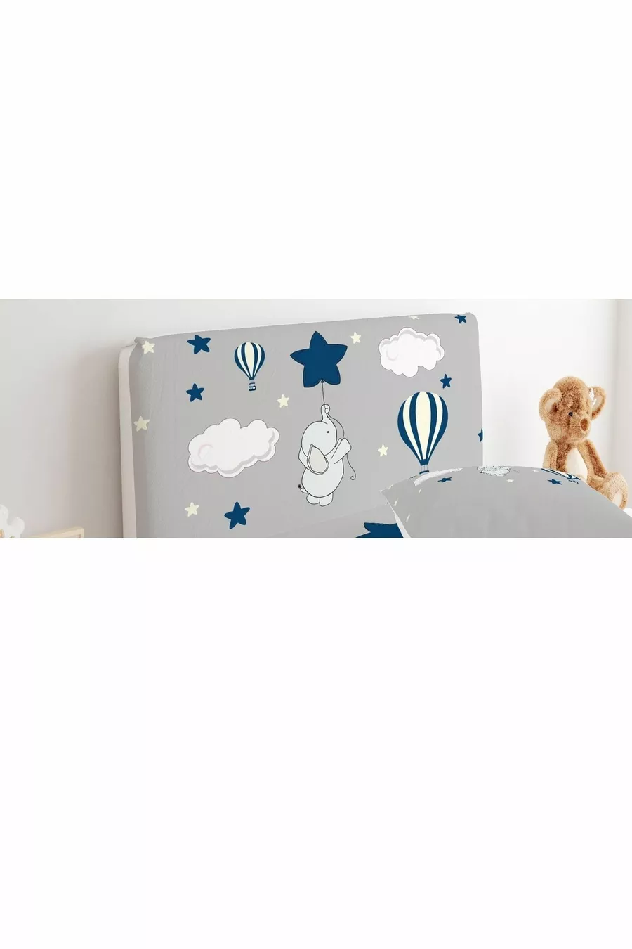 Housse de tête de lit avec éléphant volant, ballon et étoiles