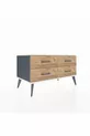 Commode Hyperion 4 étagères Anthracite-Pierre d'ardoise/Sapin