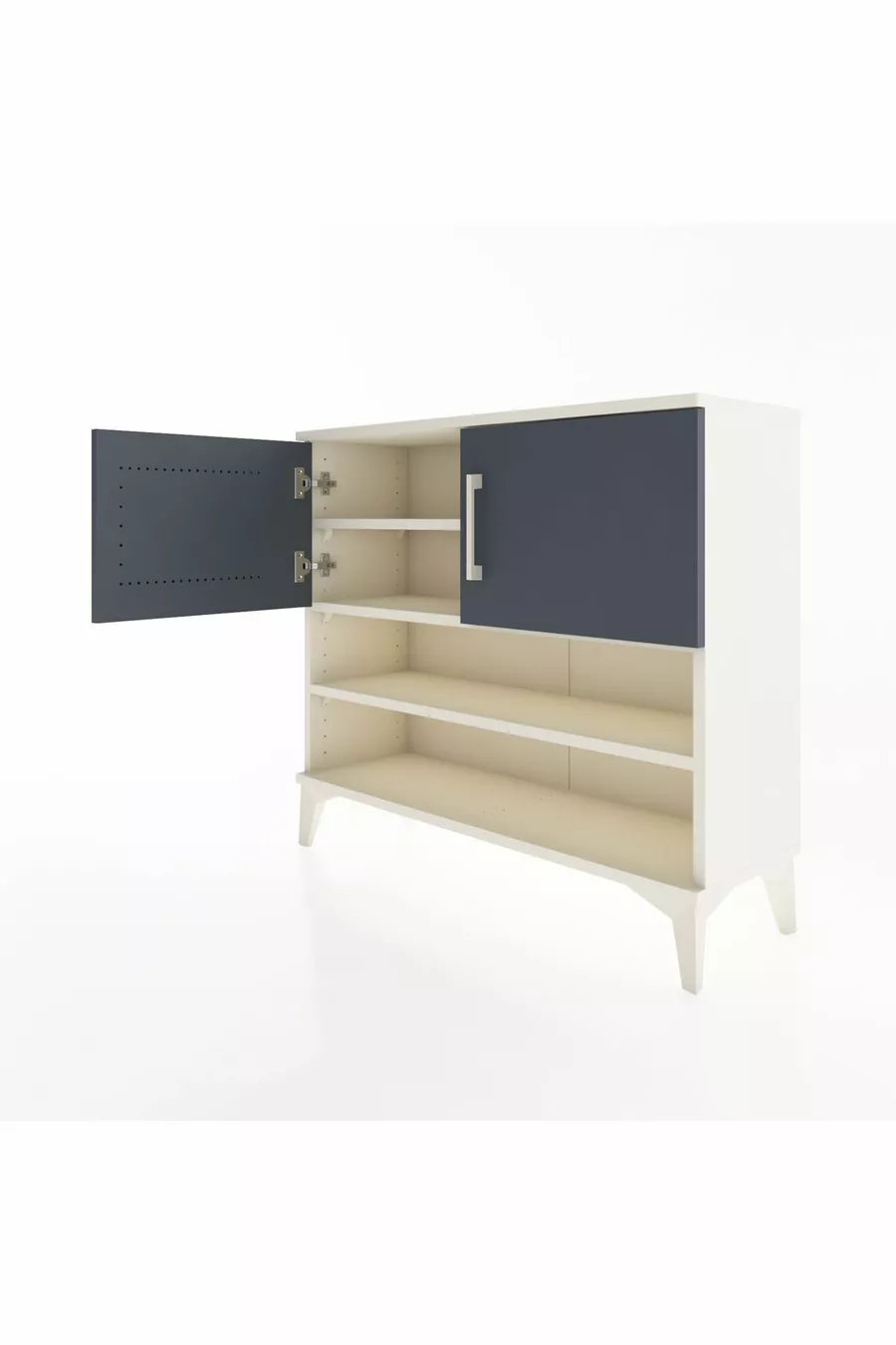 Commode Arges 3 étagères 2 portes Pierre de lune-Anthracite