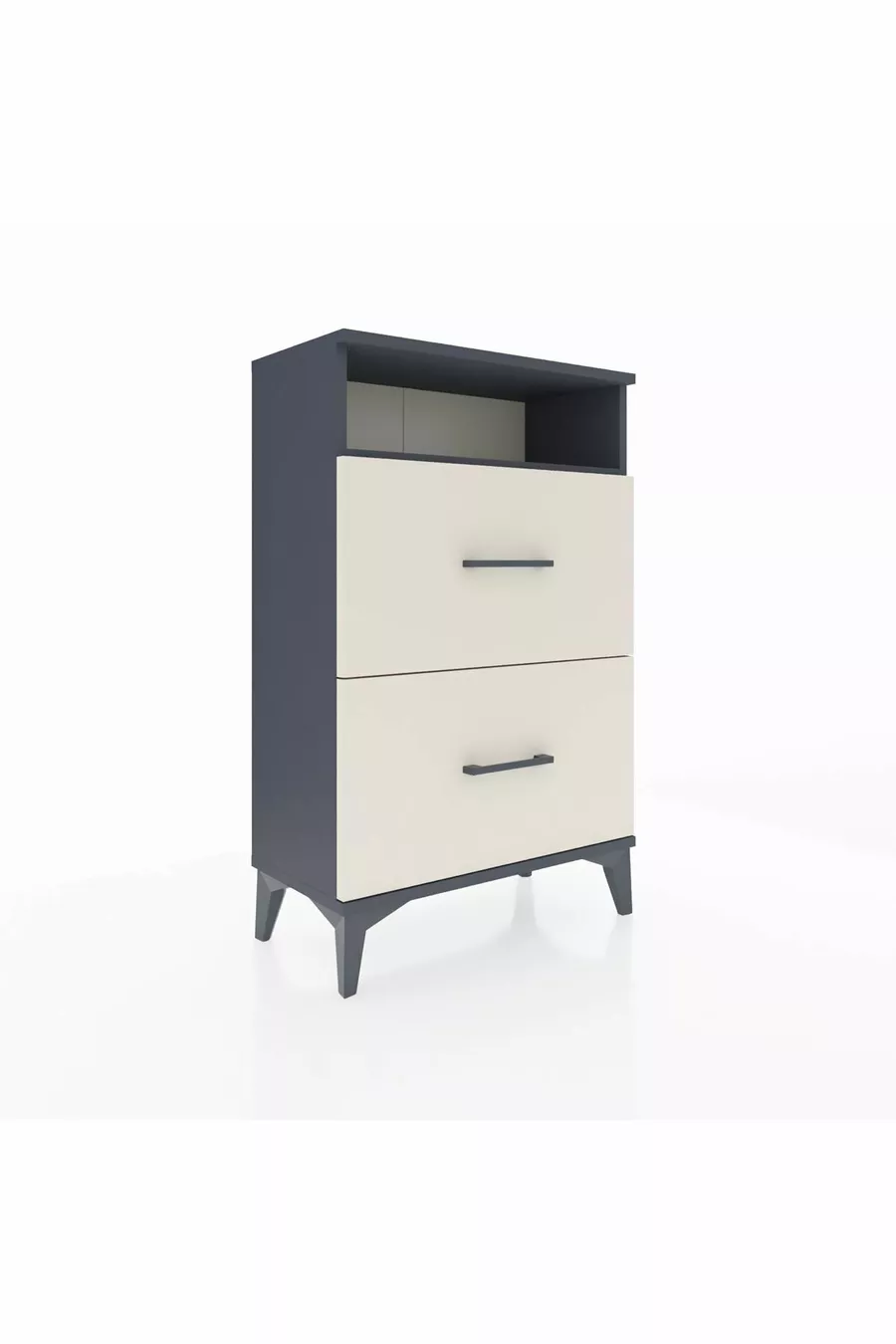 Chevet Arges à une étagère et 2 tiroirs Anthracite-Sable