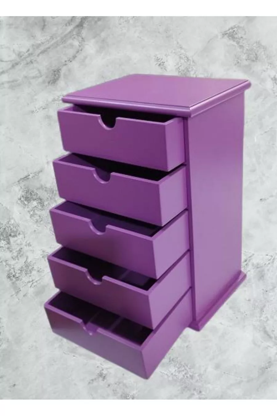 Hobi ERDL Commode Boîte à Bijoux et Maquillage 5 Tiroirs Peinture Brillante VIOLET Fait Main