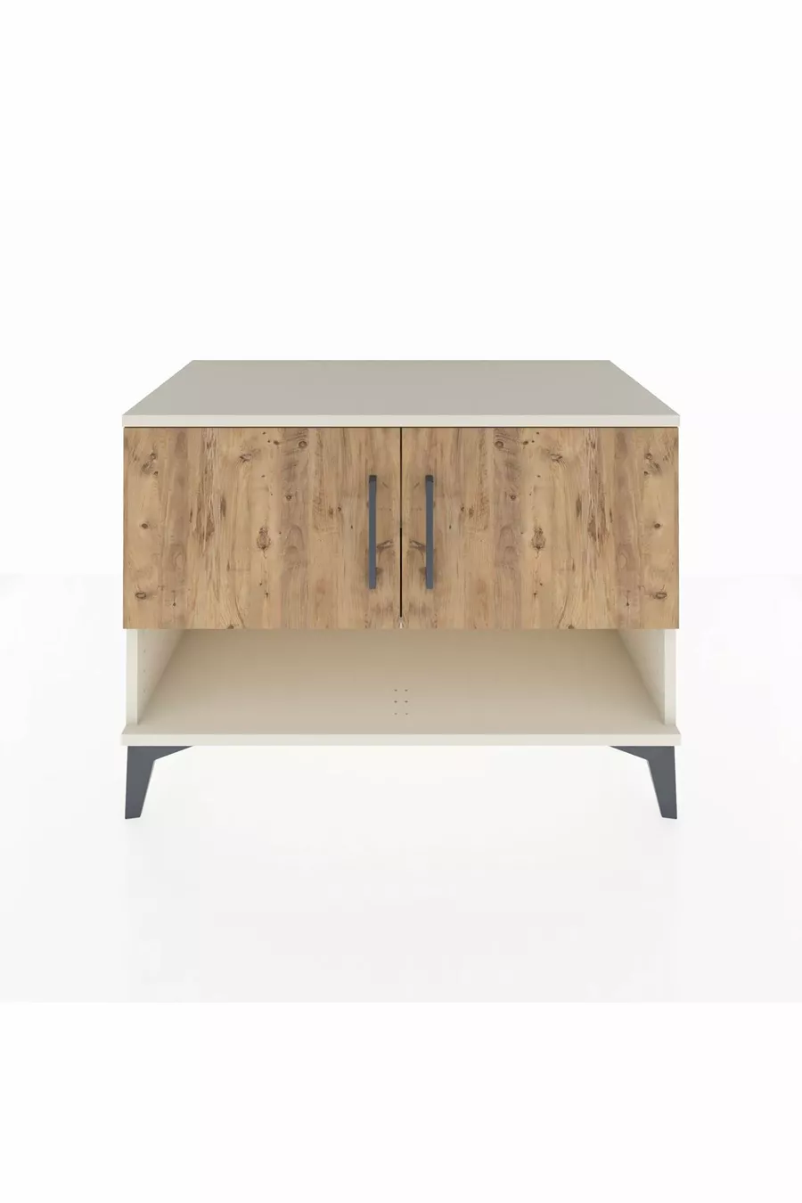 Commode Hyperion 2 étagères 2 portes Pierre de lune-Pin
