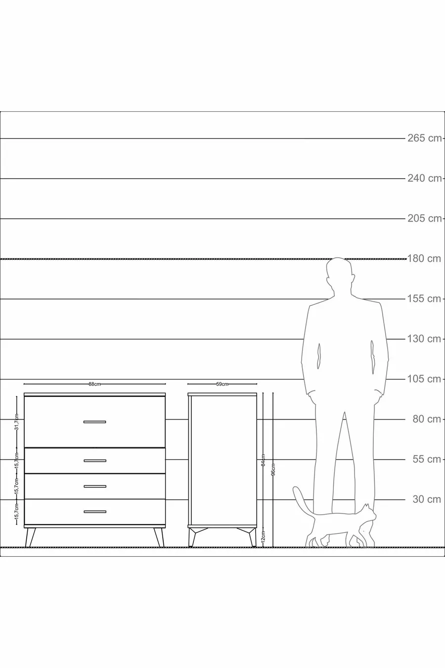 Commode Kronos 4 tiroirs Anthracite-Pin