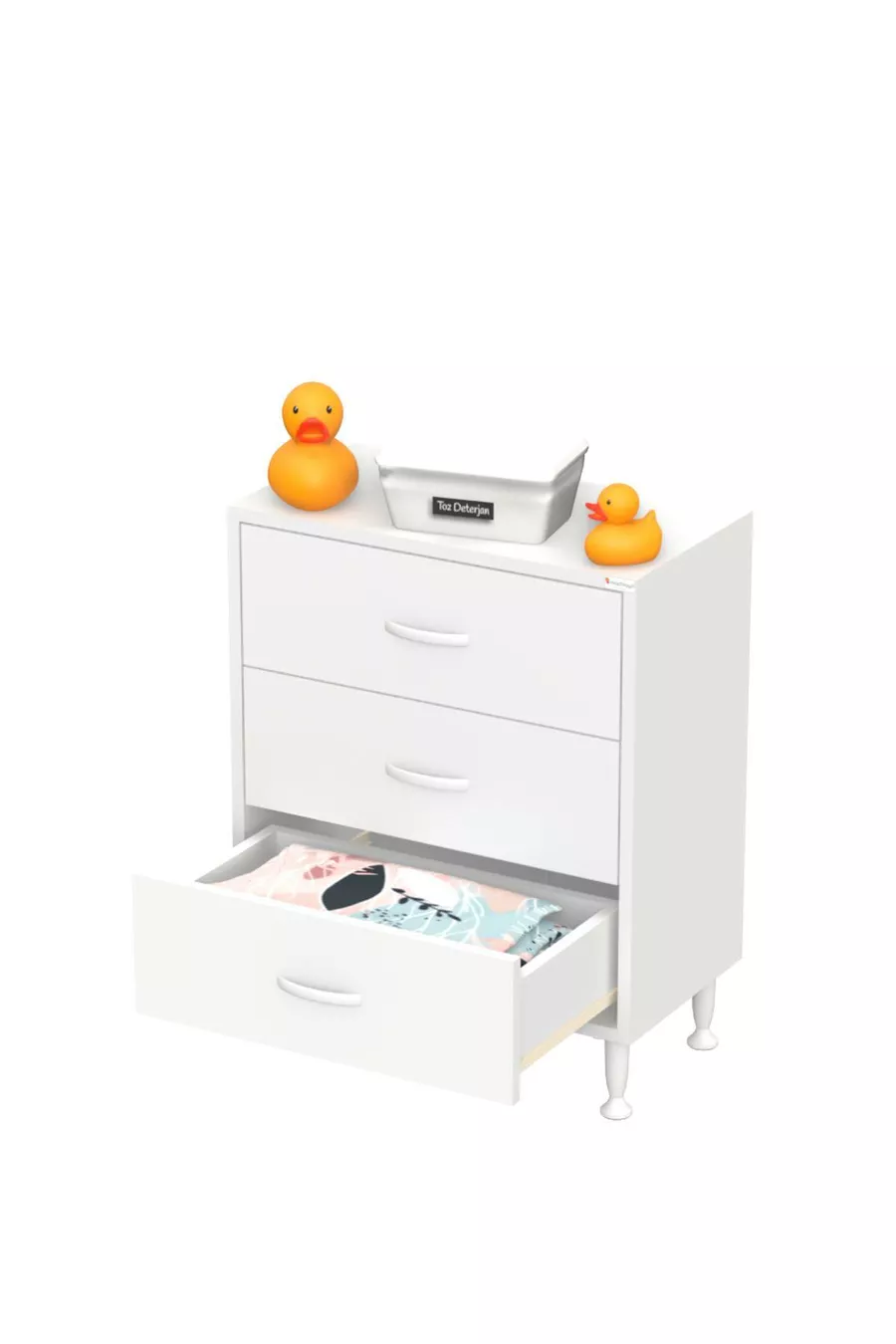 SÖKE, Armoire de salle de bain multifonctions à 3 tiroirs avec pieds (différentes options de largeur)