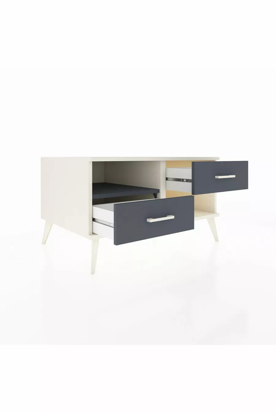 Commode Kronos à une étagère et 2 tiroirs, Pierre de lune-Anthracite
