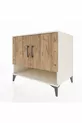 Commode Kronos 2 étagères 2 portes Pierre de Lune-Pin