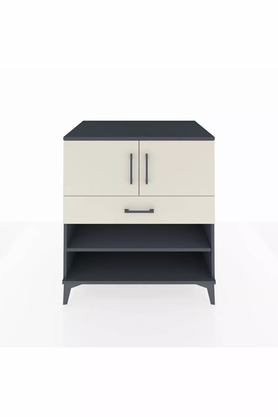 Commode Kronos avec 3 étagères, 1 tiroir et 2 portes, Anthracite-Pierre de lune