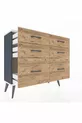 Commode Arges 6 tiroirs Anthracite-Gris pierre / Pin