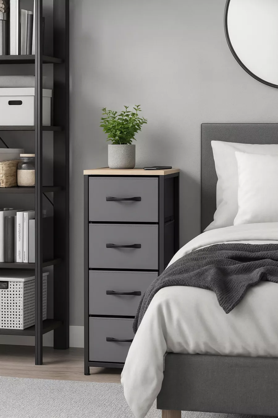 Commode à 4 tiroirs Organisateur pour chambre à coucher Organisateur pour enfants Armoire à jouets en cuir avec tiroirs