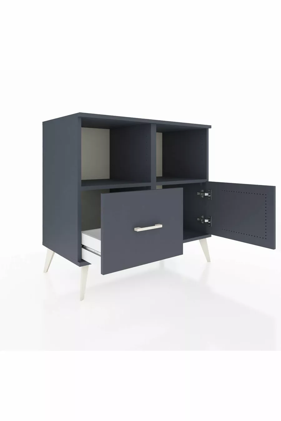 Commode Hyperion 2 étagères, 1 tiroir, 1 porte, Anthracite-Anthracite