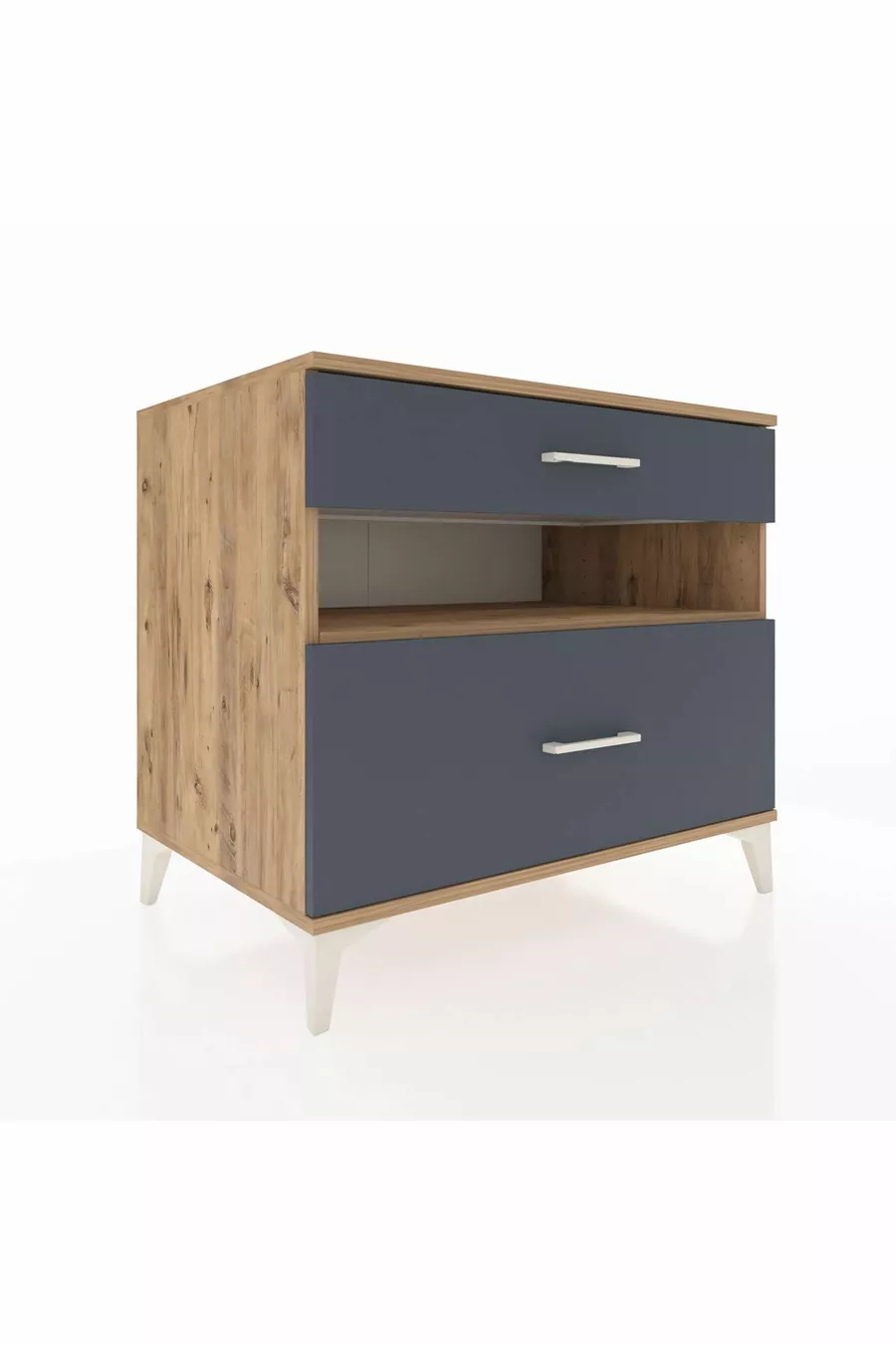 Commode Kronos à une étagère et 2 tiroirs Pin-Anthracite