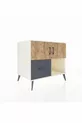 Commode Kronos avec 2 étagères, 1 tiroir et 2 portes, Albâtre-Pin/Anthracite