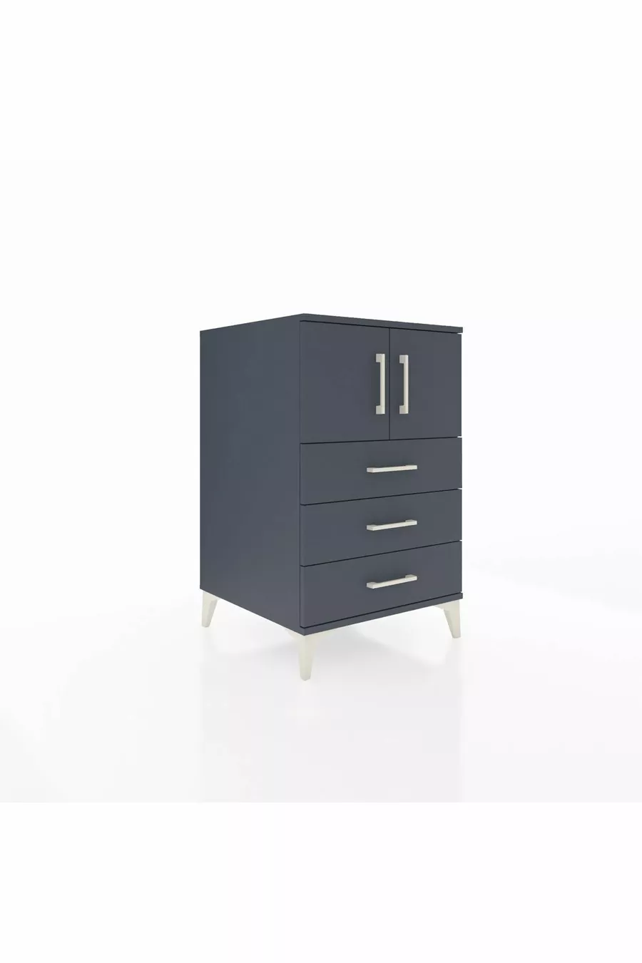 Table de chevet Kronos avec une étagère, 3 tiroirs et 2 portes, anthracite-anthracite