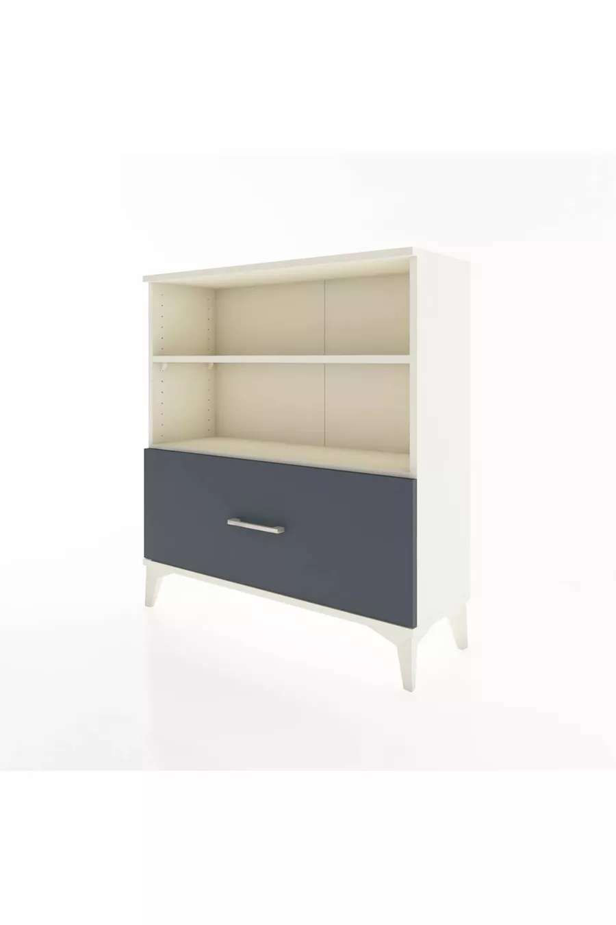 Commode Arges 2 étagères 1 tiroir Pierre de lune-Anthracite