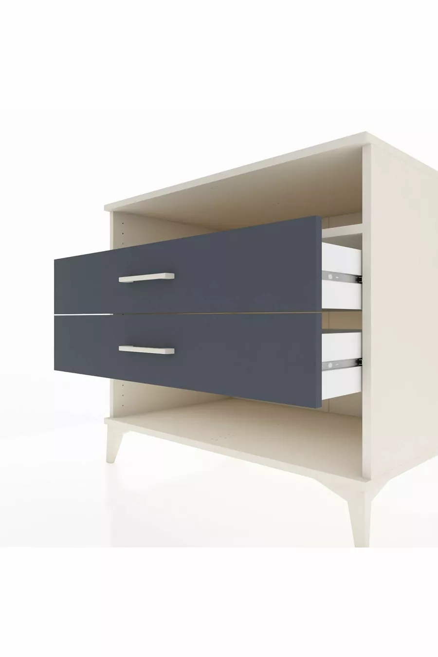 Commode Kronos avec une étagère et 2 tiroirs, Pierre de lune-Anthracite
