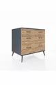 Commode Kronos 6 tiroirs Anthracite-Anthracite/Pin