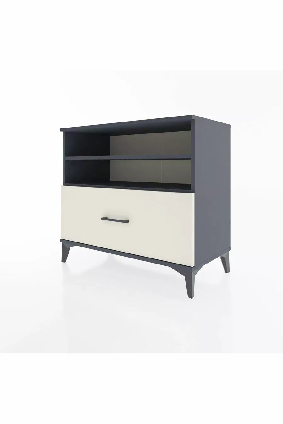 Commode Hyperion 2 étagères 1 tiroir Anthracite-Pierre de lune