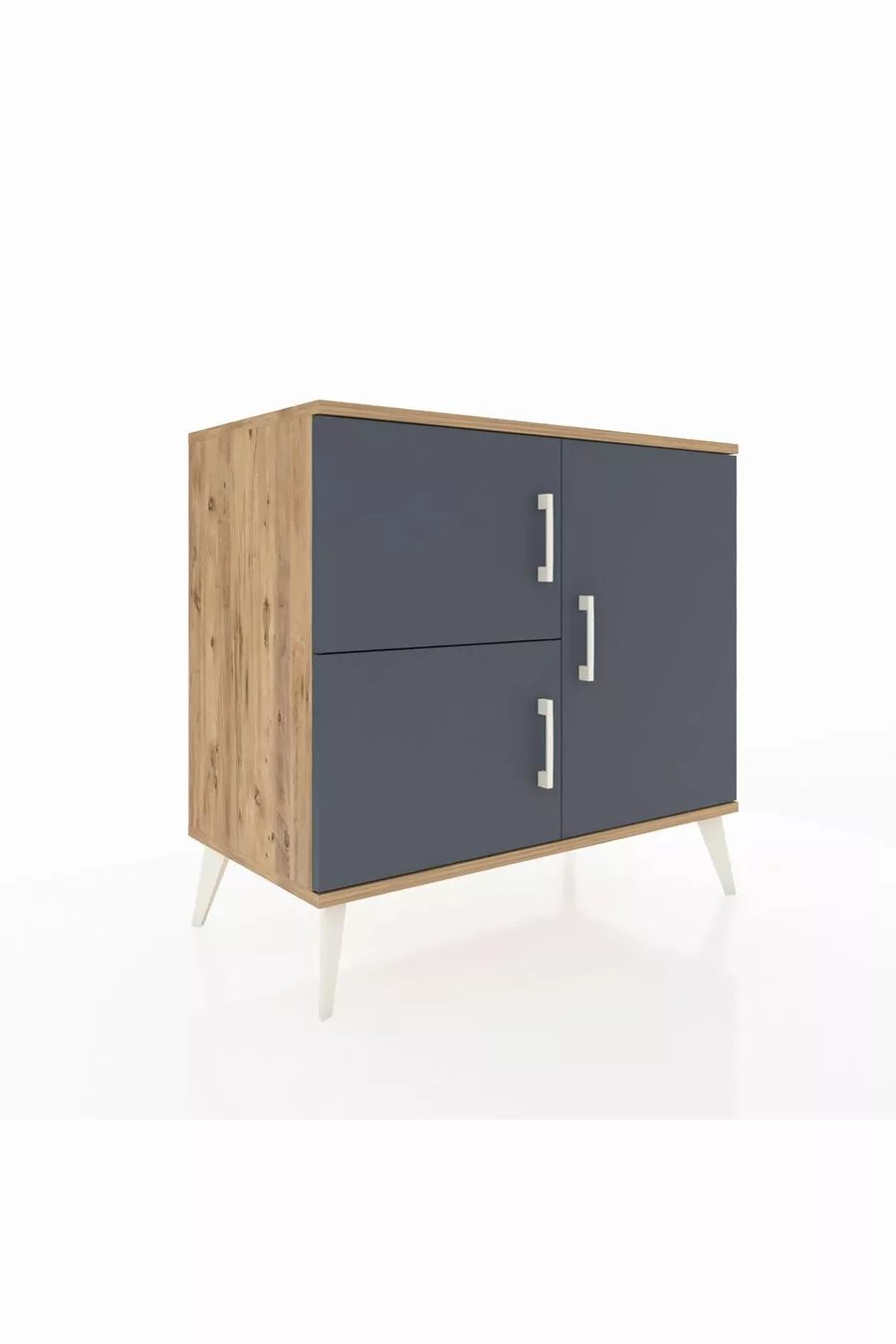 Commode Hyperion 2 étagères 3 portes Pin-Anthracite