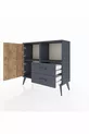 Commode Arges 2 étagères 2 tiroirs 2 portes Anthracite-Sapin/Anthracite