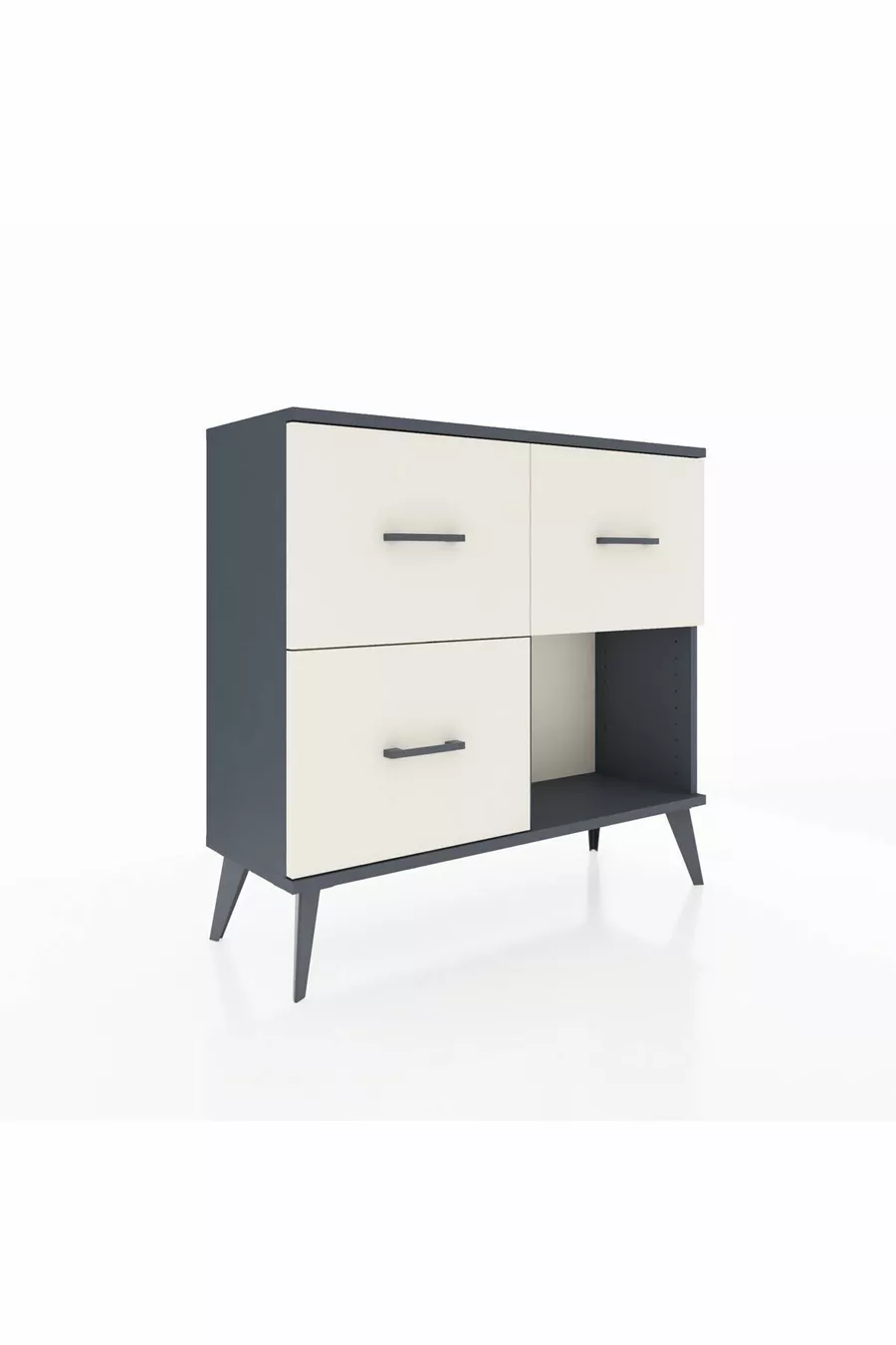 Commode Arges 3 tiroirs Anthracite-Anthracite/Pierre de lune