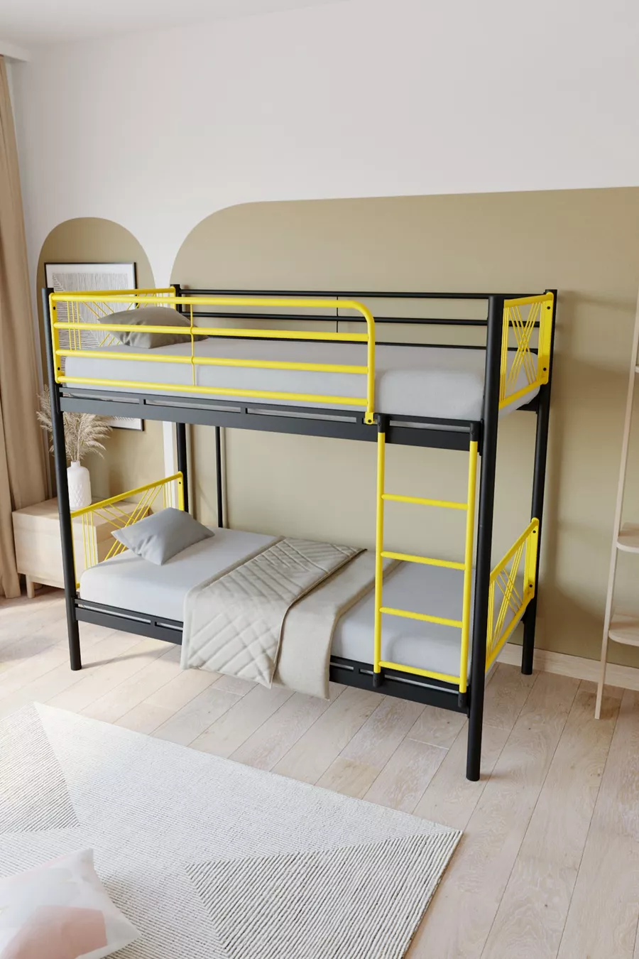 Lits superposés en métal premium Mix Compatible avec matelas Jaune Séparable Lit superposé