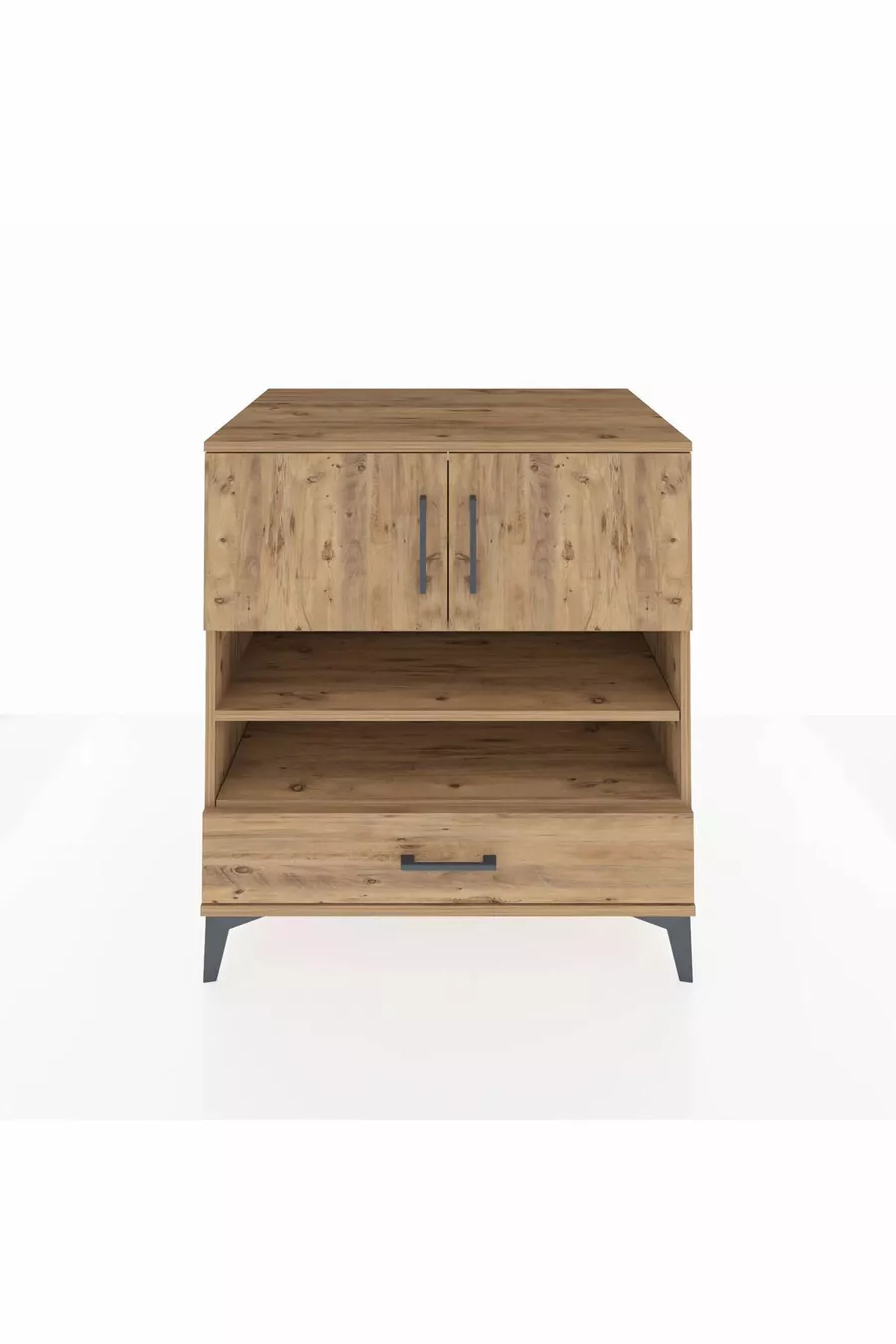Commode Kronos 4 étagères, 1 tiroir, 2 portes, Pin-Pin